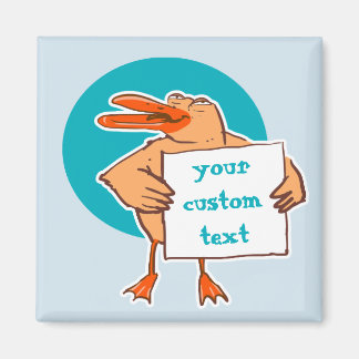 funny duck holds message sign cartoon magnet