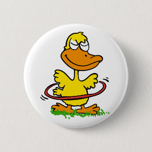 Funny duck hula hoop   Choose background colour 6 Cm Round Badge