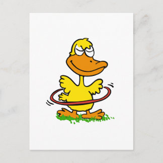 Funny duck hula hoop | Choose background colour Postcard