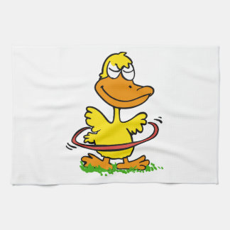 Funny duck hula hoop | Choose background colour Tea Towel