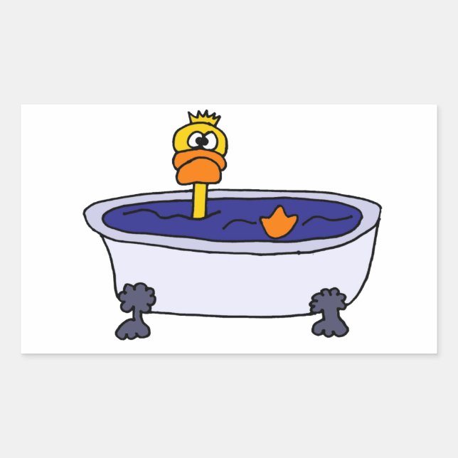 Funny Duck in a Bathtub Cartoon Rectangular Sticker (Front)