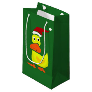 Funny Duck in Santa Hat Christmas Gift Bag