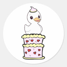Funny Duck jumping out of a cake