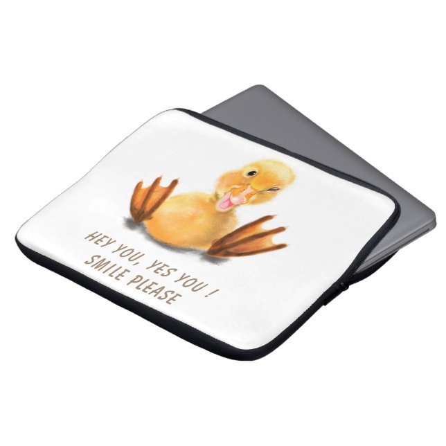 Funny Duck Laptop Sleeve Smile - Custom Text (Front Top)
