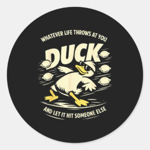 Funny duck lemons graphic men women kids classic round sticker