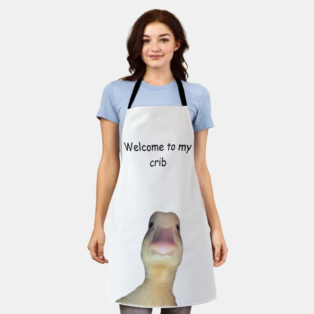 Funny Duck Meme – “Welcome to My Crib” Cute Animal Apron (Worn)