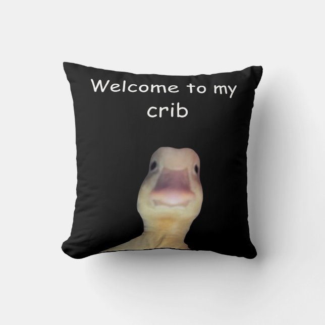 Funny Duck Meme – “Welcome to My Crib” Cute Animal Cushion (Front)