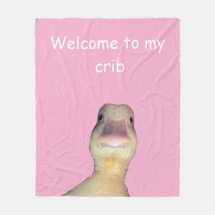 Funny Duck Meme – “Welcome to My Crib” Cute Animal Fleece Blanket