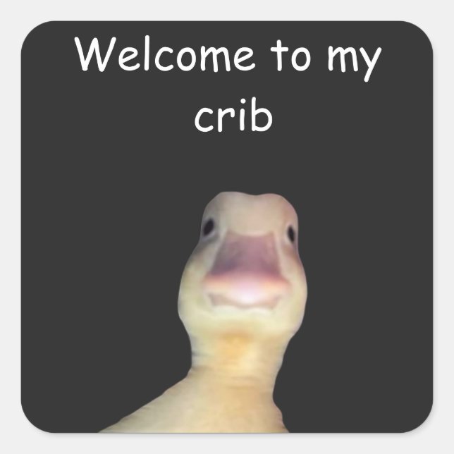 Funny Duck Meme – “Welcome to My Crib” Cute Animal Square Sticker (Front)