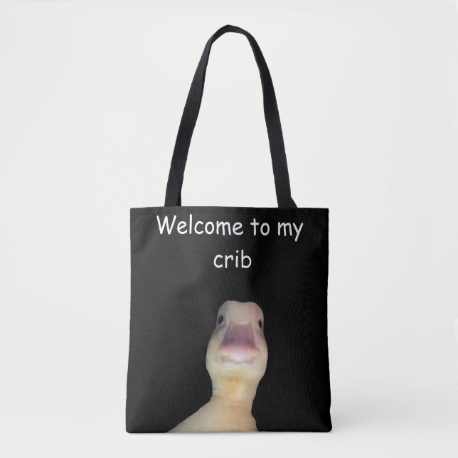 Funny Duck Meme – “Welcome to My Crib” Cute Animal Tote Bag (Front)