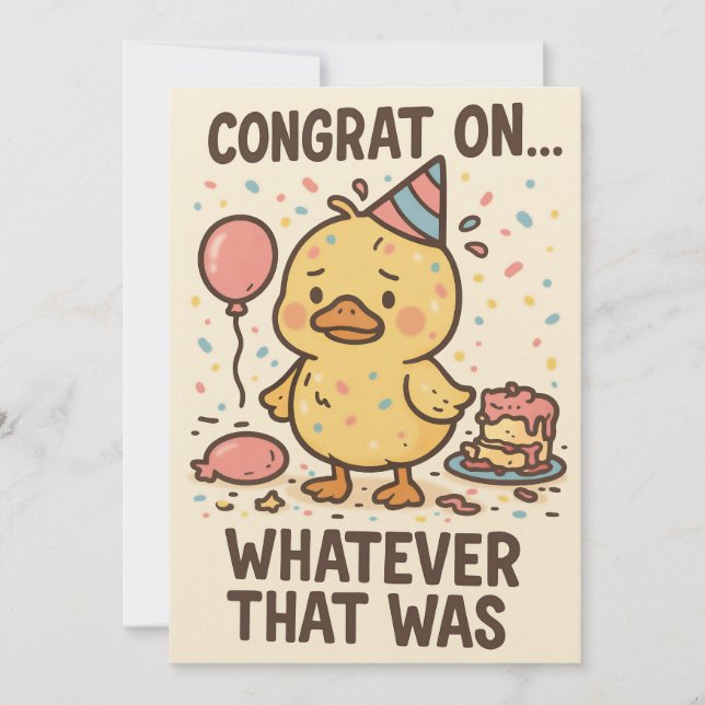 Funny Duck Party Greeting Card - Congrats On... (Front)