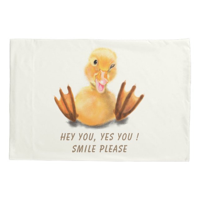 Funny Duck Pillow Case Smile - Custom Text (Back)