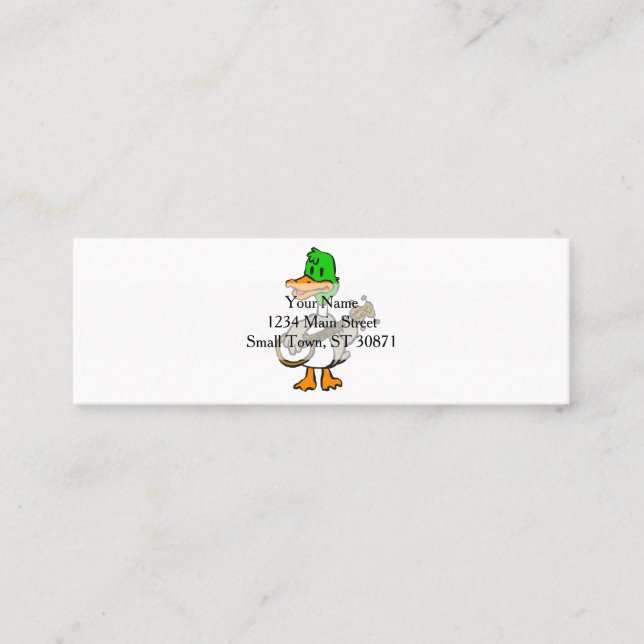 Funny duck playing banjo | choose background colou mini business card (Front)