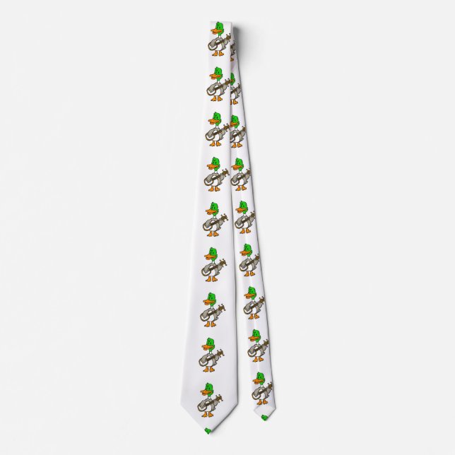 Funny duck playing banjo | choose background colou tie (Front)