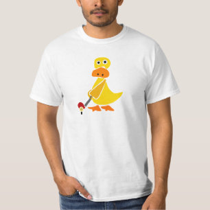Funny Duck Playing Golf Primitive Art T-Shirt