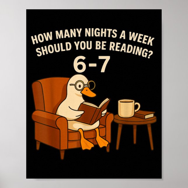 Funny Duck Reading Book 67 Six Seven Meme  Poster (Front)