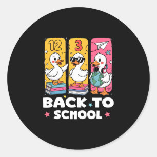 Funny duck school squad first day of school for classic round sticker