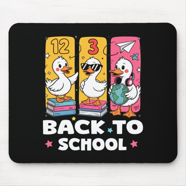 Funny duck school squad first day of school for mouse mat (Front)