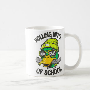 Funny Duck Skateboard 100 Days Of School Outfit Coffee Mug