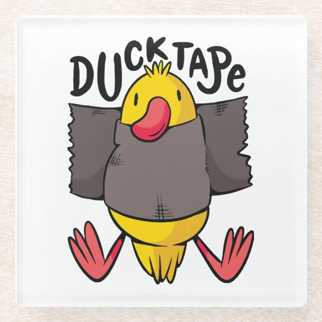 Funny Duck Tape Glass Coaster (Front)