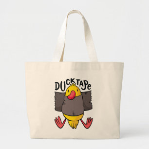 Funny Duck Tape Large Tote Bag