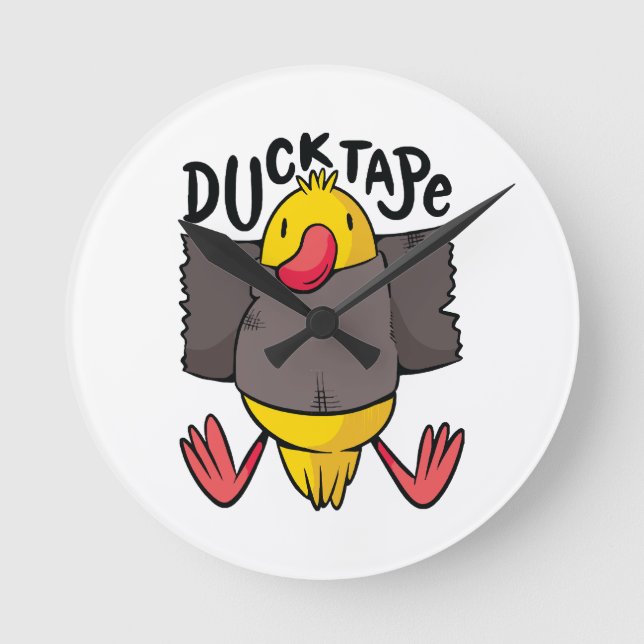 Funny Duck Tape Round Clock (Front)