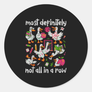 Funny duck teacher educator back to school classic round sticker