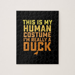Funny Duck This Is My Human Costume Halloween Jigsaw Puzzle