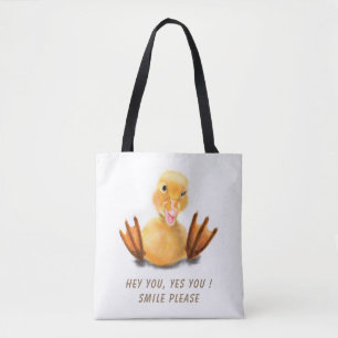 Funny Duck Tote Bag - Custom Text