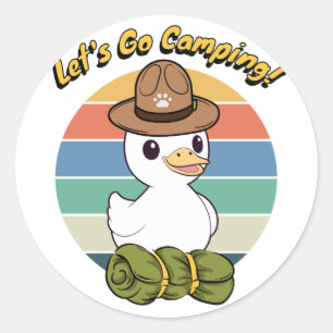 Funny Duck wants to go camping Classic Round Sticker
