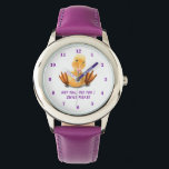 Funny Duck Watch Smile - Custom Text<br><div class="desc">Funny Watches with Yellow Duck Playful Wink Happy Smile Cartoon Drawing and Text - Customizable - or Choose / Add Your Unique Text / Font / Colors - Make Your Special Watch Gift - Resize and move or remove and add elements / image with Customization tool ! Choose fonts /...</div>