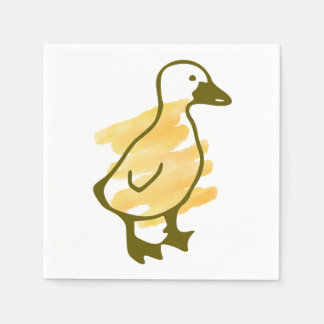 Funny duck watercolored in yellow napkin