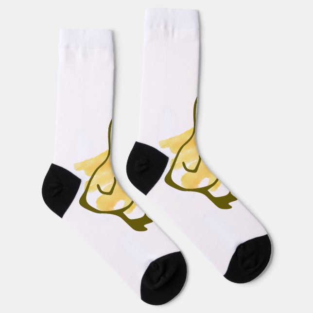 Funny duck watercolored in yellow  socks (Right)