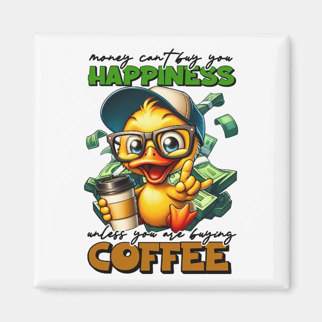 Funny Duck Wearing Glasses Coffee Caption Quote Magnet (Front)