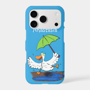 Funny duck with umbrella dancing cartoon