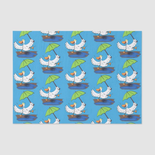 Funny duck with umbrella dancing cartoon tissue paper (Front)