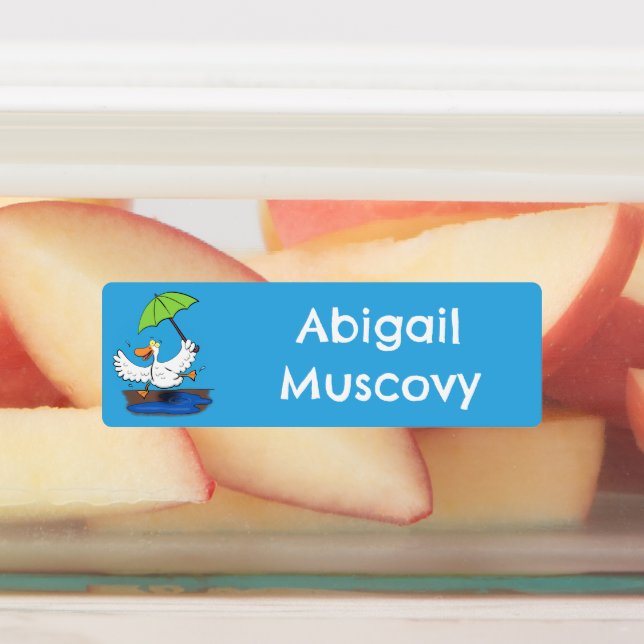 Funny duck with umbrella personalised cartoon (Affixed)