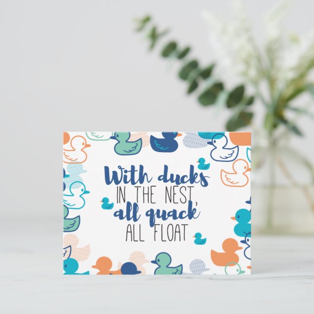 Funny Ducks and Quack Float Puns Quote Design Postcard (Standing Front)