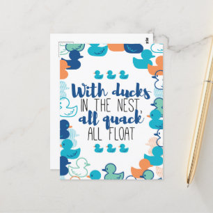 Funny Ducks and Quack Float Puns Quote Design Postcard