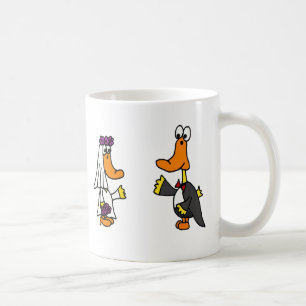 Funny Ducks Bride and Groom Wedding Cartoon Coffee Mug