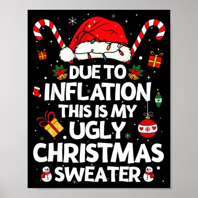 Funny Due To Inflation Ugly Christmas Sweaters For Poster (Front)