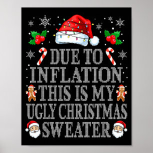 Funny Due To Inflation Ugly Christmas Sweaters Men Poster