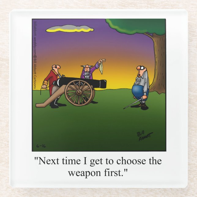 Funny Duelling At Dawn Humour Coaster (Front)