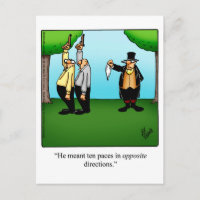 Funny "Duelling Humour" Postcard