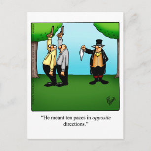 Funny "Duelling Humour" Postcard