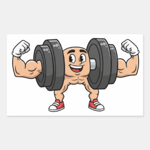 Funny Dumbbell Cartoon Flexing Sticker