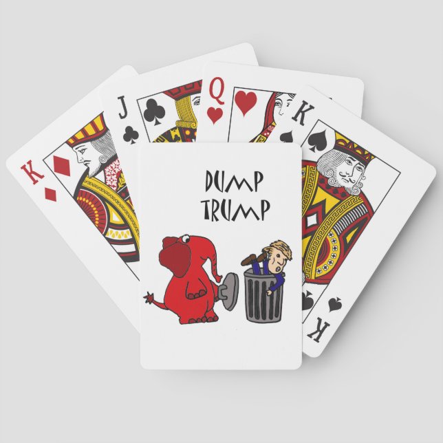 Funny Dump Trump Political Cartoon Art Playing Cards (Back)
