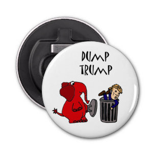 Funny Dump Trump Political Cartoon Bottle Opener
