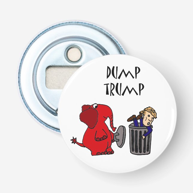 Funny Dump Trump Political Cartoon Bottle Opener (Front)