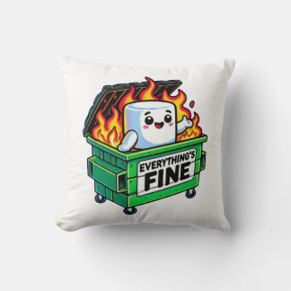 funny dumpster fire everythings fine marshmallow  cushion